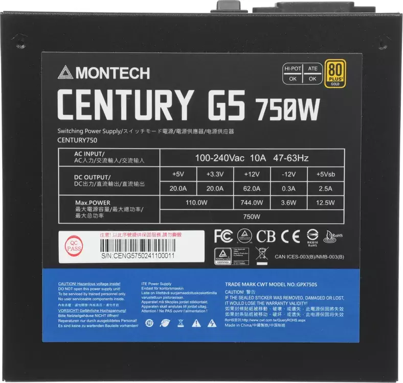 Блок питания MONTECH CENTURY GOLD 750W
