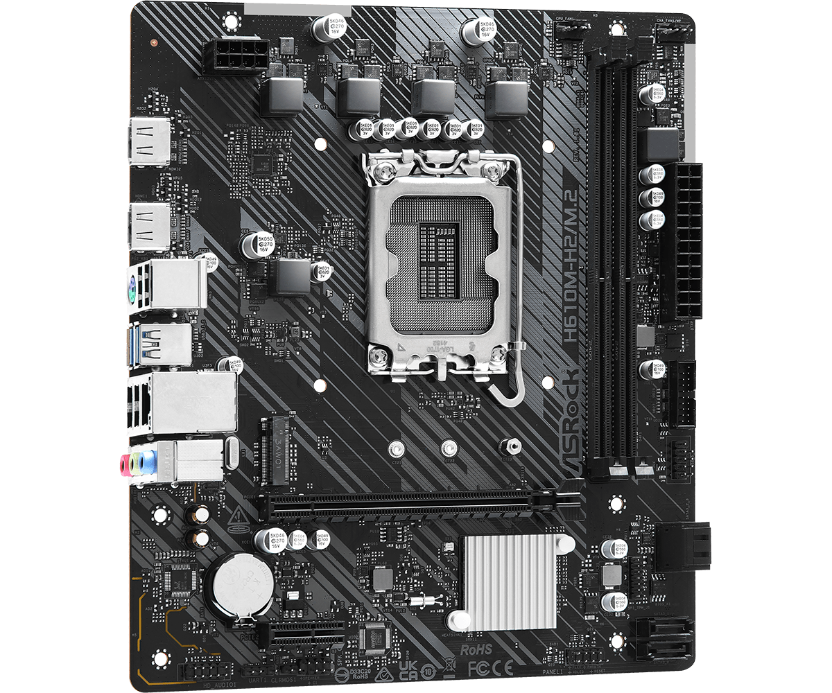 Материнская плата Asrock H610M-H2/M.2 Soc-1700 Intel H610 2xDDR4 mATX AC`97 8ch(7.1) GbLAN+HDMI
