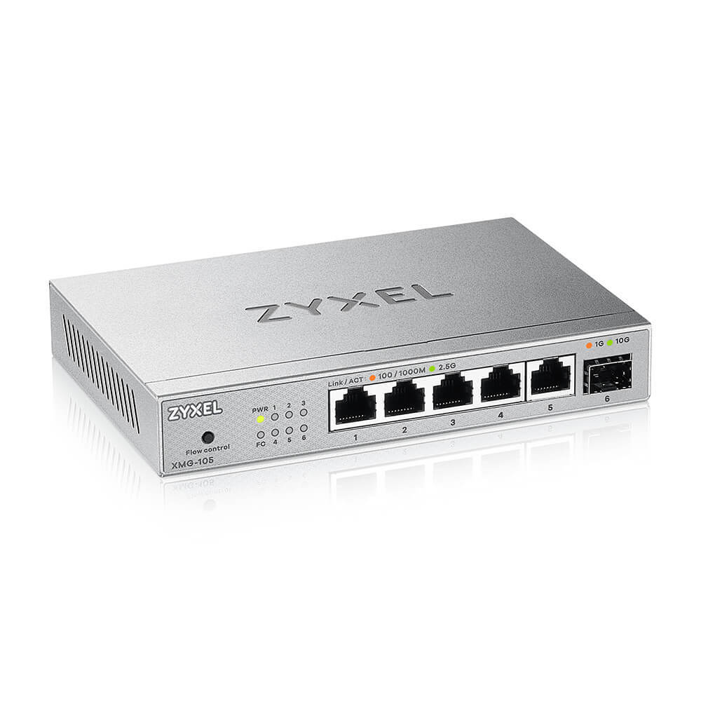 Коммутатор Zyxel XMG-105-ZZ0101F (L2) 5x2.5Гбит/с 1SFP+ неуправляемый