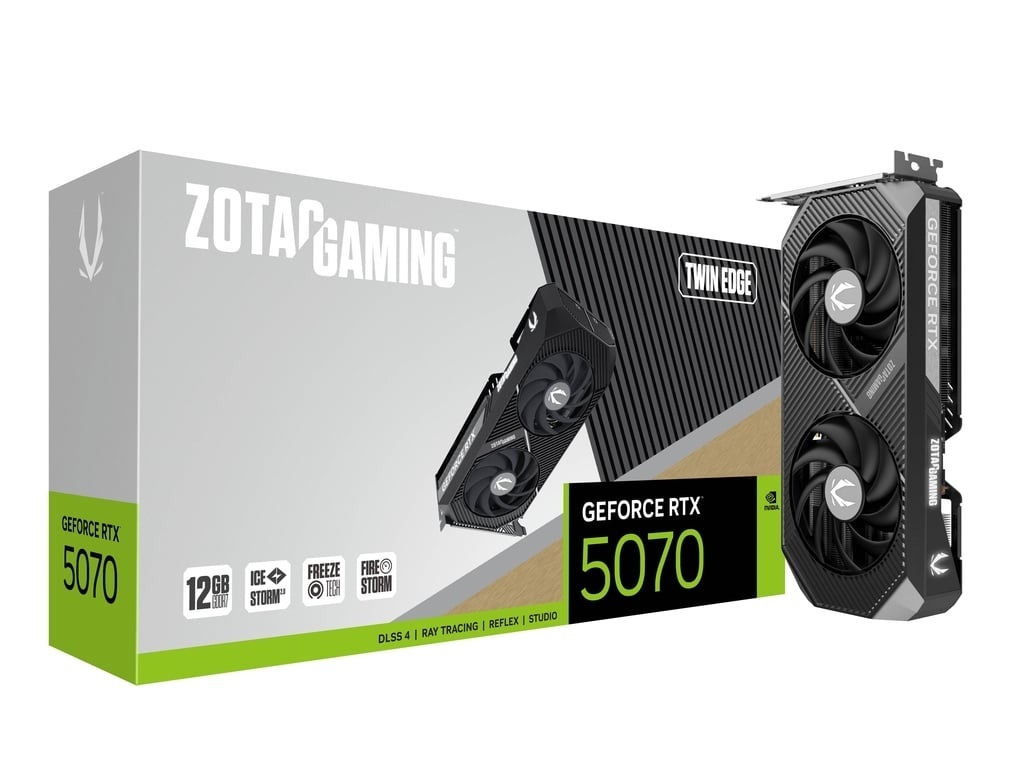 Видеокарта Zotac RTX5070 TWIN EDGE 12GB GDDR7 192bit 3xDP HDMI 2FAN PREMIUM PACK