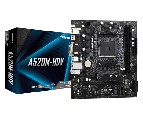 Материнская плата ASRock AM4 AMD A520 A520M-HDV