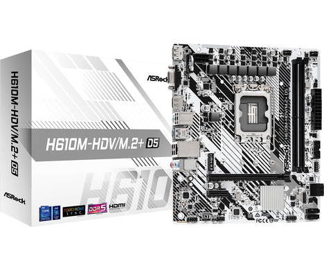 Материнская плата ASRock LGA 1700 Intel H610 H610M-HDV/M.2+ D5