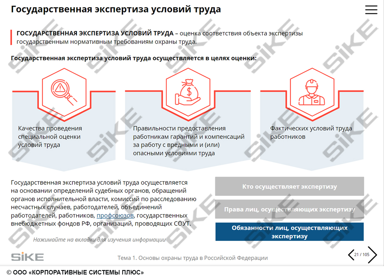 Sike. Электронный курс «Общие вопросы охраны труда и функционирования системы управления охраной труда (СУОТ)»