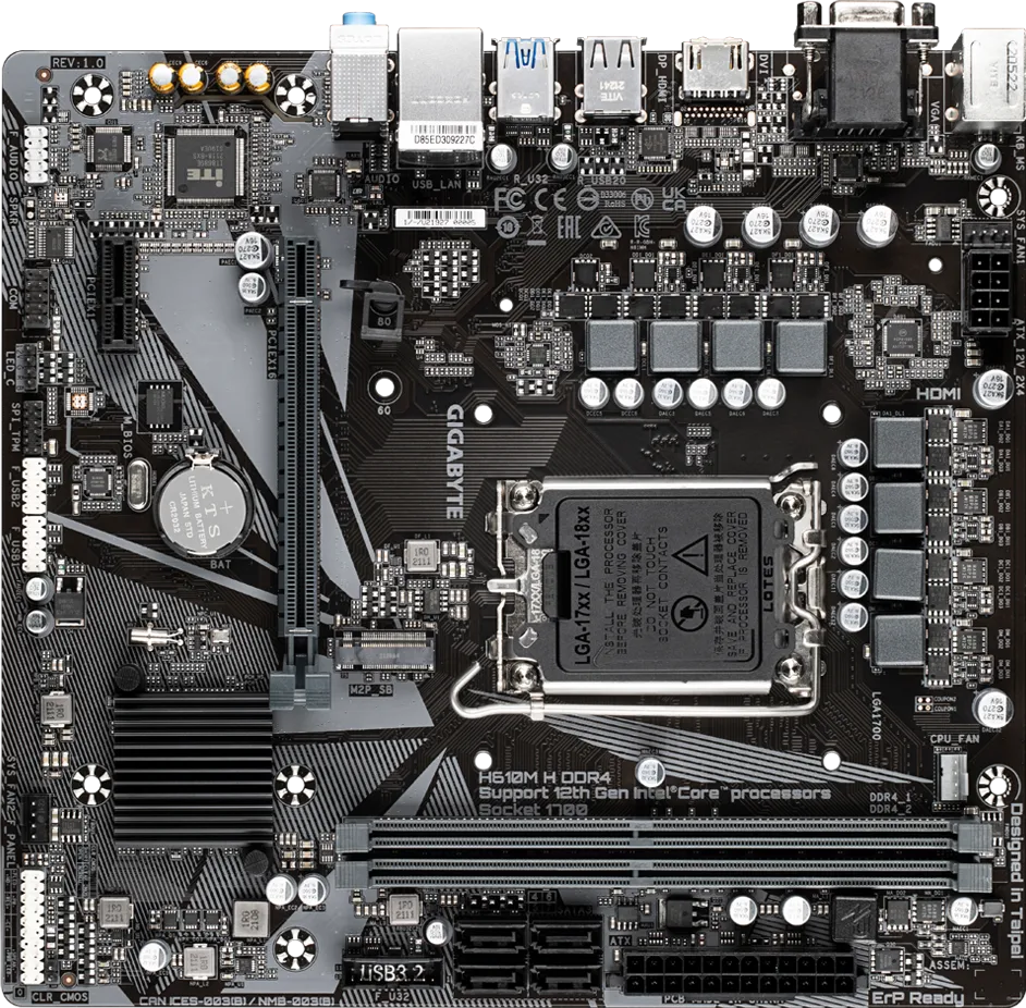 Материнская плата Gigabyte LGA 1700 Intel H610 H610M H DDR4