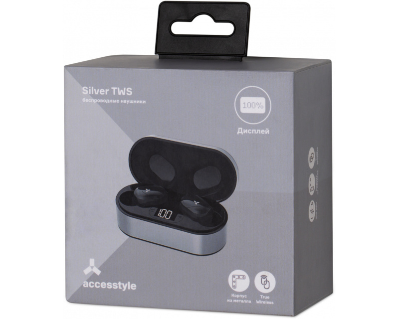 Наушники Accesstyle Silver TWS, цвет серый/черный