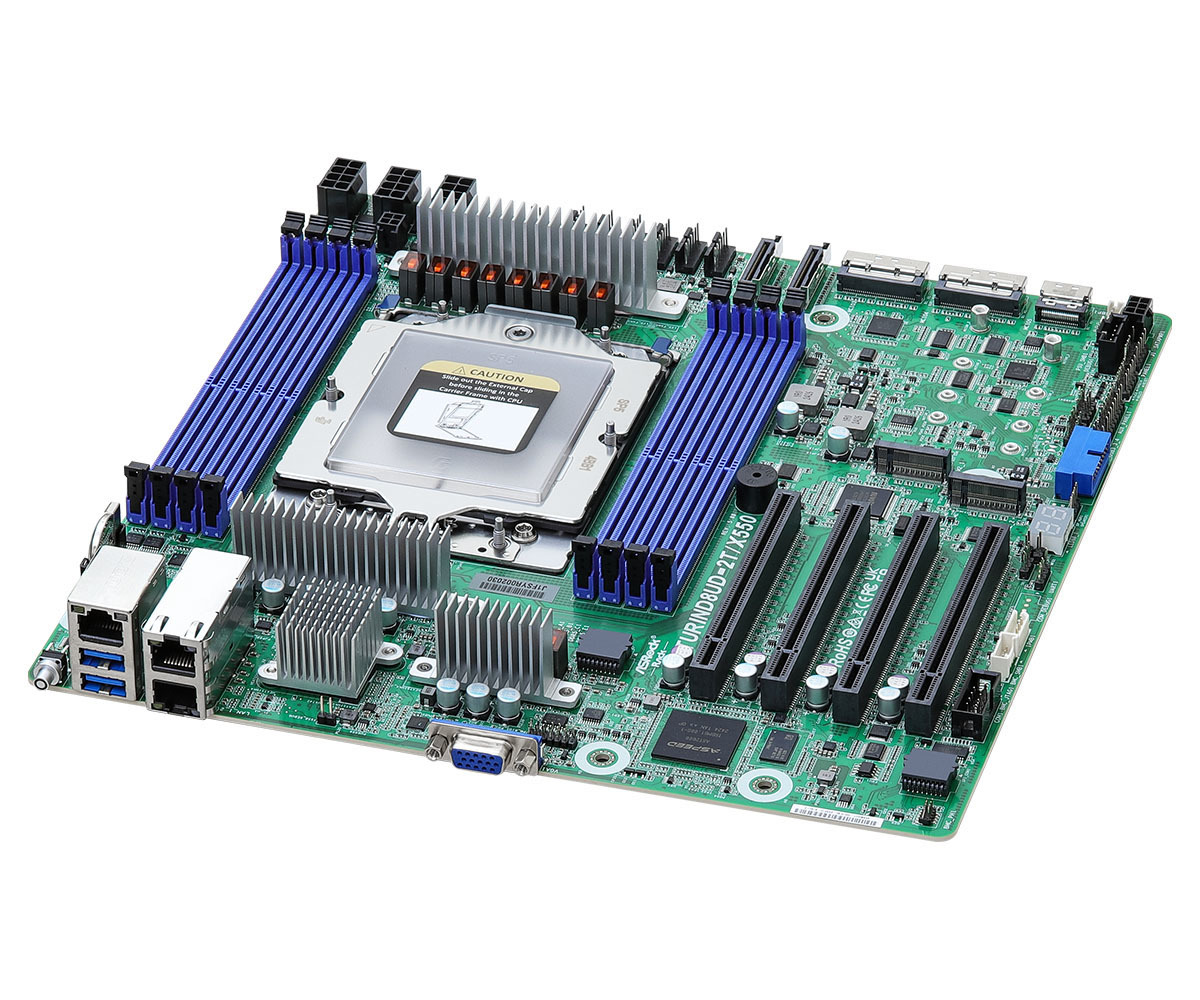 Материнская плата/ ASRock TURIND8UD-2T/X550, Deep Micro-ATX, 1x SP5 (LGA 6096) AMD EPYC™ 9005/9004, 8x DDR5 RDIMM, RDIMM-3DS, 4x PCIe5.0 / CXL2.0 x16, 2x MCIO (PCIe5.0 x8 or 8 SATA 6Gb/s), 2x MCIO (PCIe5.0 x8), 1x MCIO (PCIe5.0 x4), 2x M.2 (PCIe5.0 x4), up to 16 SATA 6Gb/s, 2x RJ45 (10GbE) Intel X550-AT2, AST2600