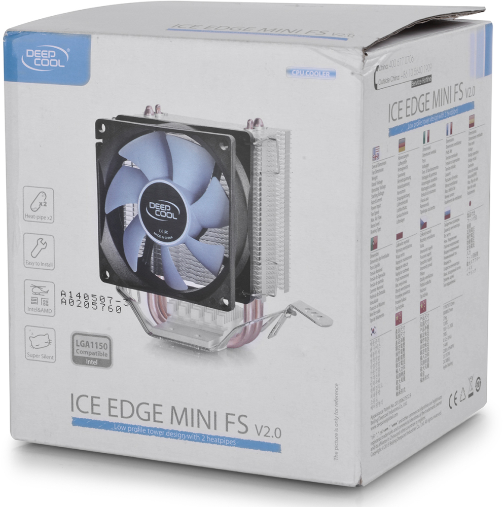 Устройство охлаждения(кулер) Deepcool Ice Edge Mini FS V2.0 Soc-AM5/AM4/1200/1700/1851 черный/синий 3-pin 25dB Al+Cu 100W 276gr Ret (DP-MCH2-IEMV2)