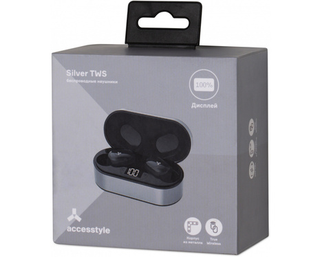 Наушники Accesstyle Silver TWS, цвет серый/черный