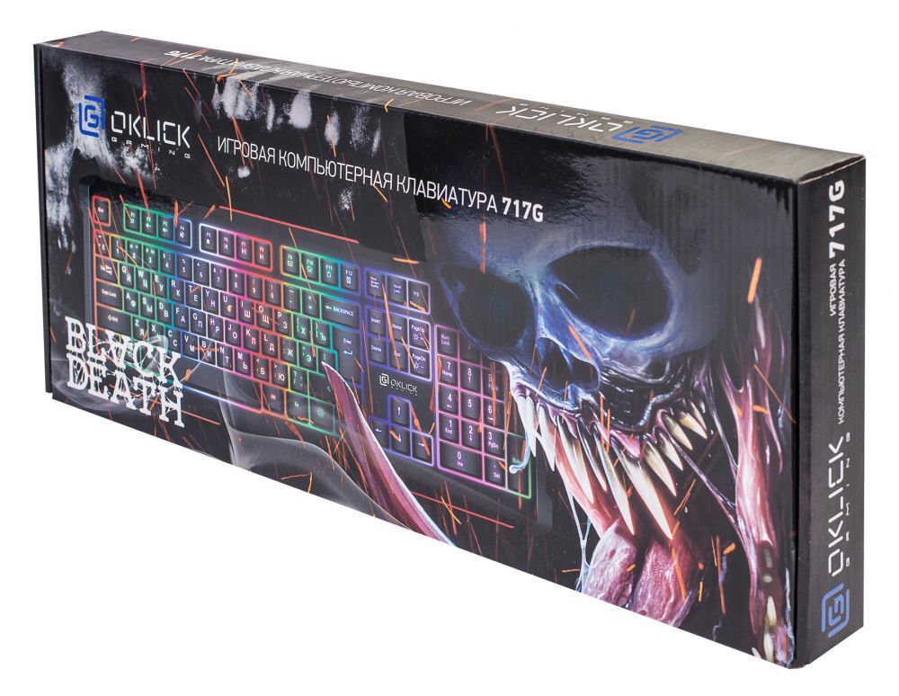 Клавиатура Oklick KeyBoard 717G BLACK DEATH 476395, цвет черный