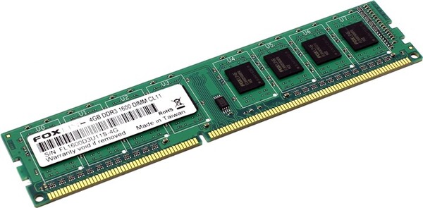 

Оперативная память Foxline Desktop DDR3 1600МГц 4GB, FL1600D3U11S-4G, RTL