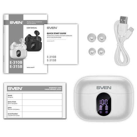 Bluetooth-гарнитура SVEN E 310B, цвет белый