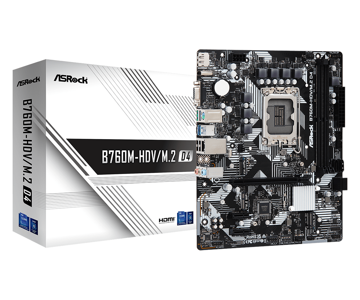 Материнская плата ASRock LGA 1700 Intel B760 B760M-HDV/M.2 D4