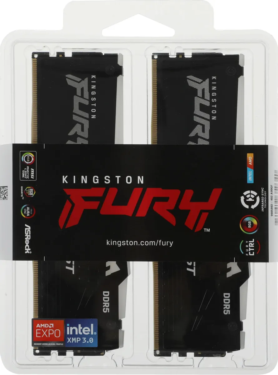 Оперативная память Kingston FURY Beast Black RGB EXPO 64GB 5200MHz DDR5 CL40, KF552C40BB2AK2-64, RTL