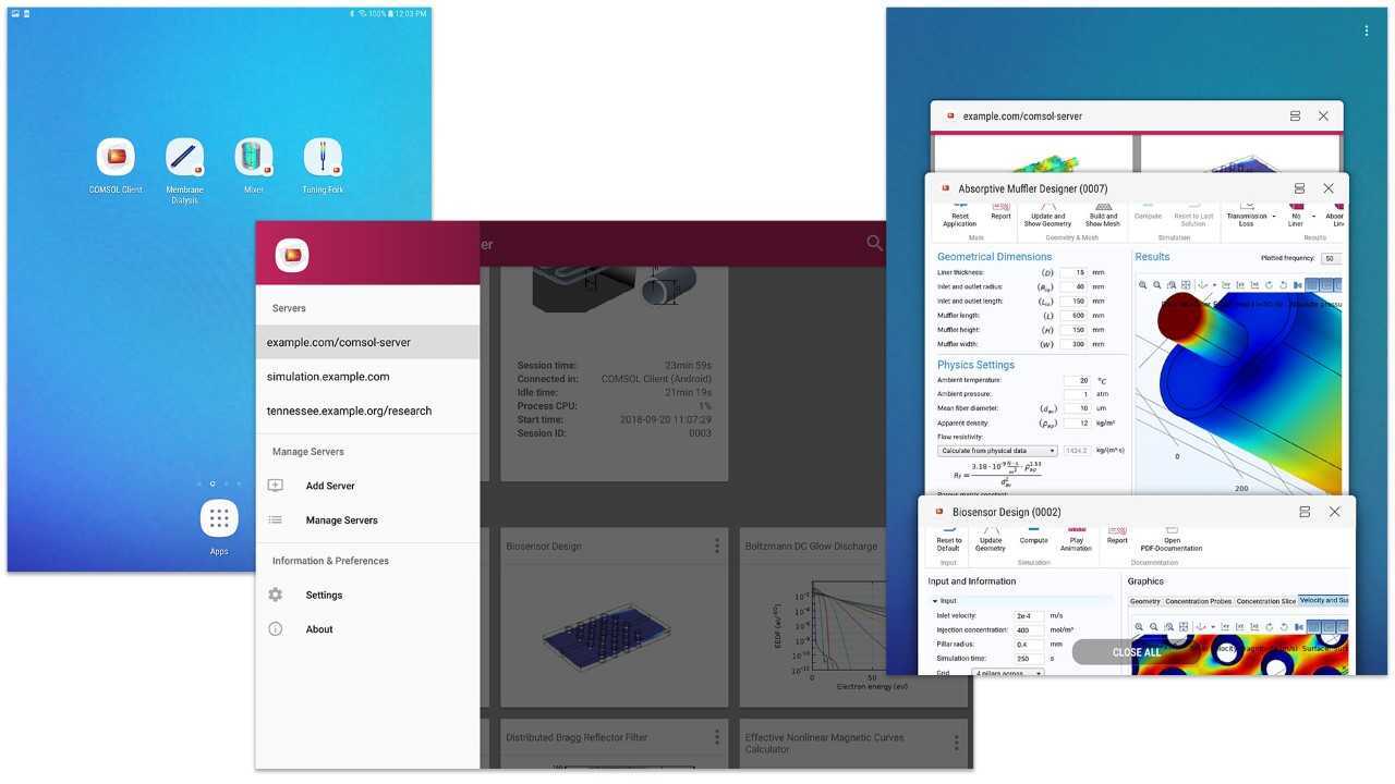 COMSOL Server™ для распространения приложений для моделирования