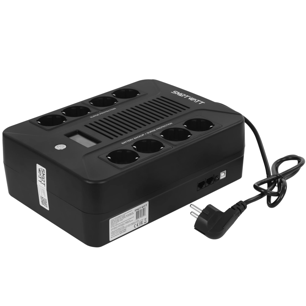 Источник бесперебойного питания Smartwatt SAFE PRO LCD 1000 600Вт 1000ВА черный