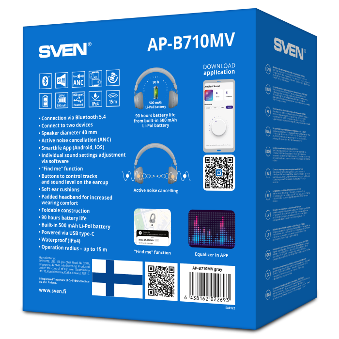 Bluetooth-гарнитура SVEN AP-B710MV, цвет серый