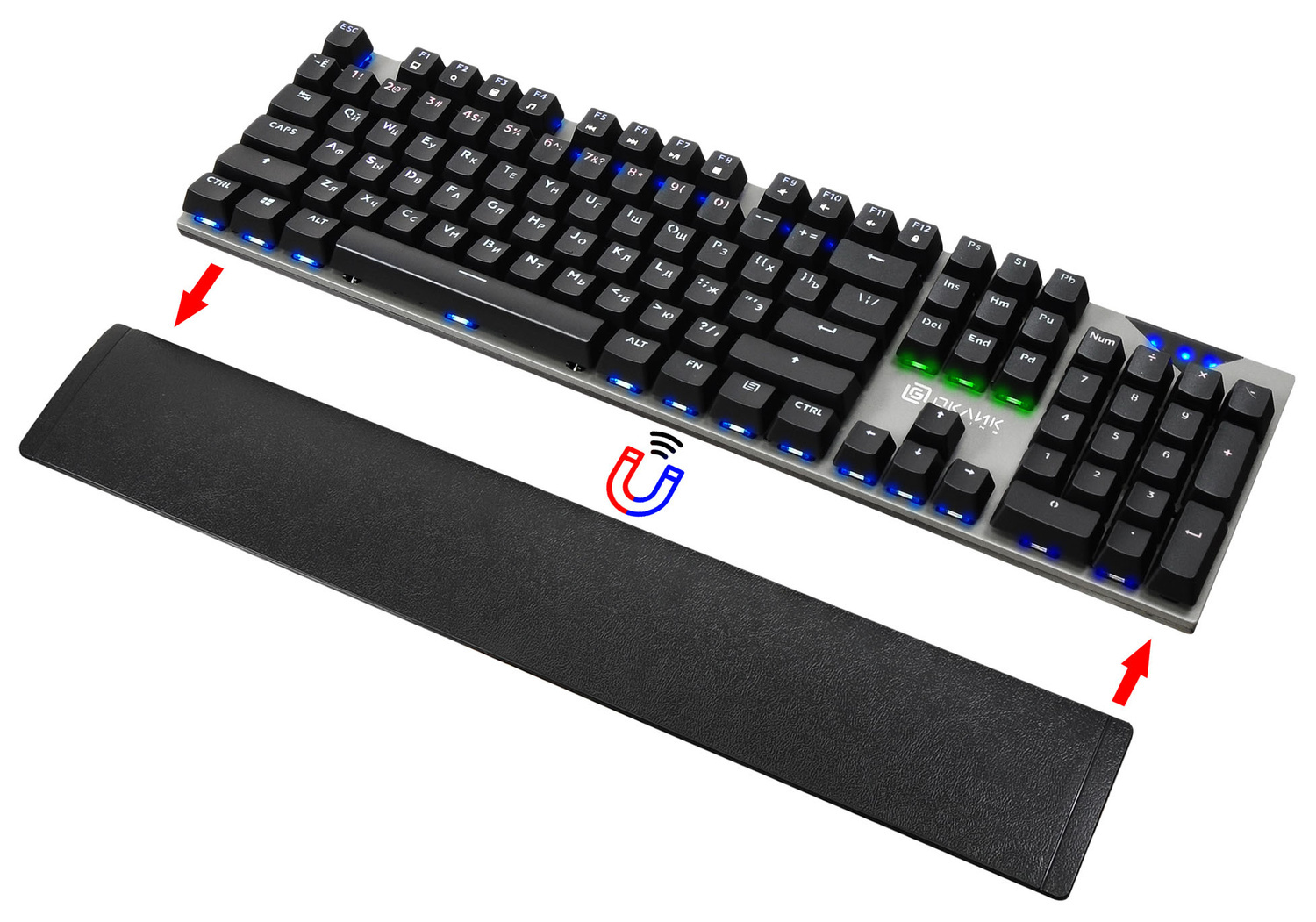 Клавиатура Oklick USB 935G RAGNAR 1460068, цвет серебристый