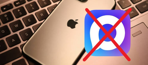 Изображение. Перечеркнутая иконка Max на фоне устройств Apple