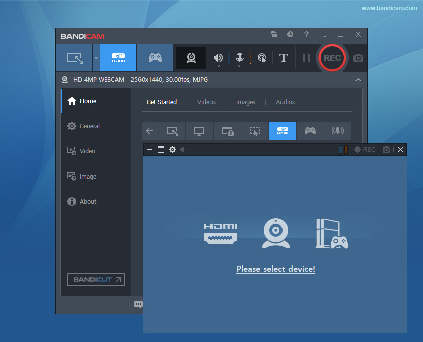 Запись устройства в Bandicam