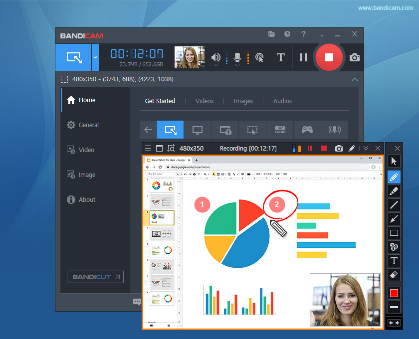 Запись экрана в Bandicam