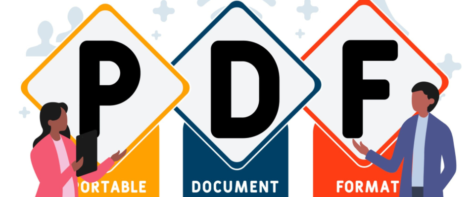 Изображение. Рисунок. Аббревиатура формата PDF в графическом стиле