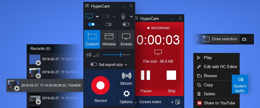 Интуитивный интерфейс HyperCam