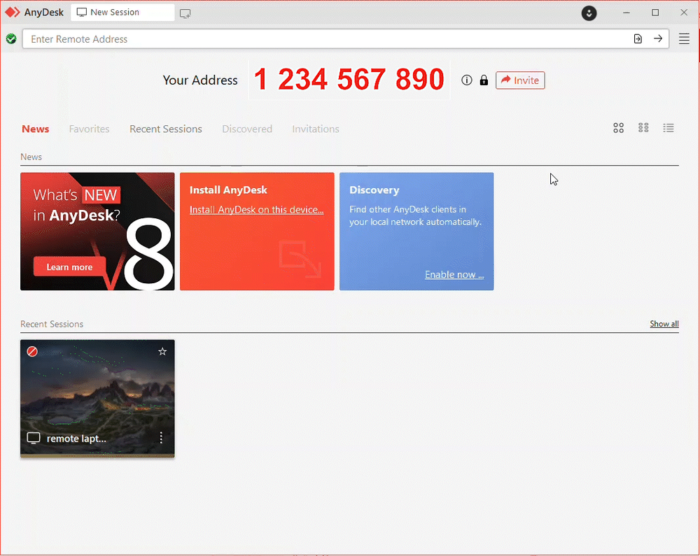 AnyDesk. Интерфейс программы
